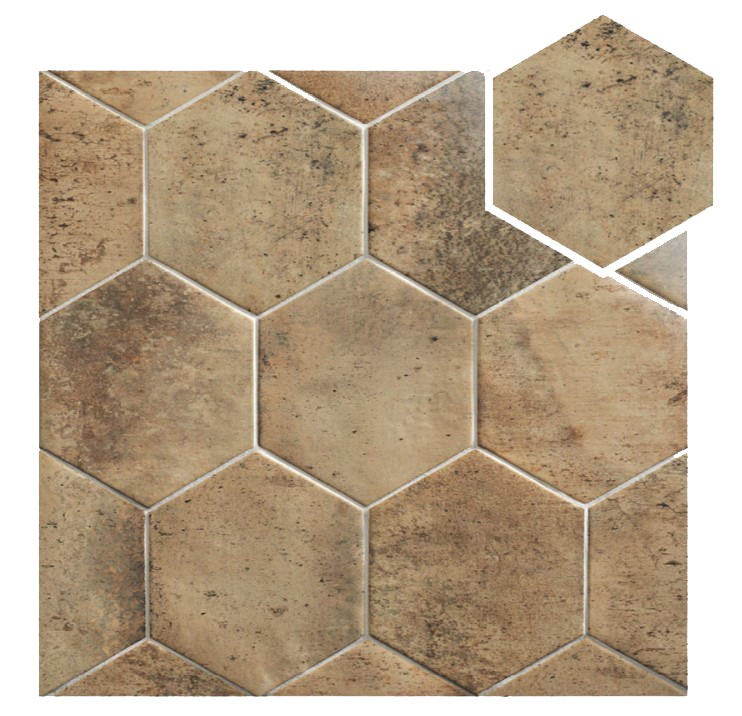 Carrelage hexagonal effet pierre CIERI TERRA 18x20,5 - 1 m²