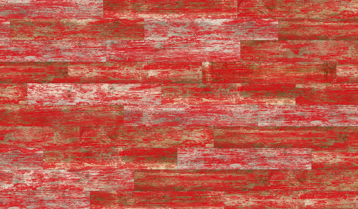 Carrelage imitation parquet rouge rectifié vieilli mat YUGO Volcan 14.4x89.3 - 1.29m² - 2