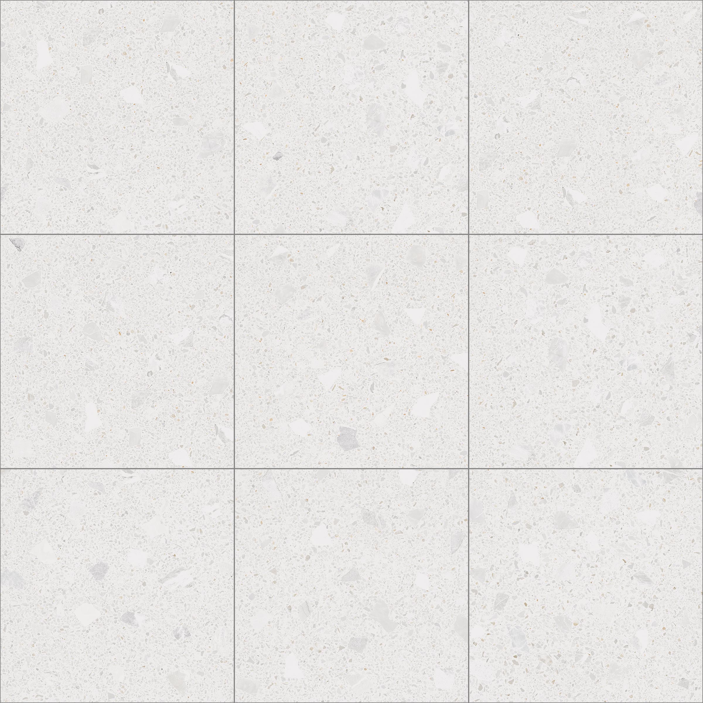 Carrelage Terrazzo blanc avec nuances de gris et éclats texture fine 80x80 cm