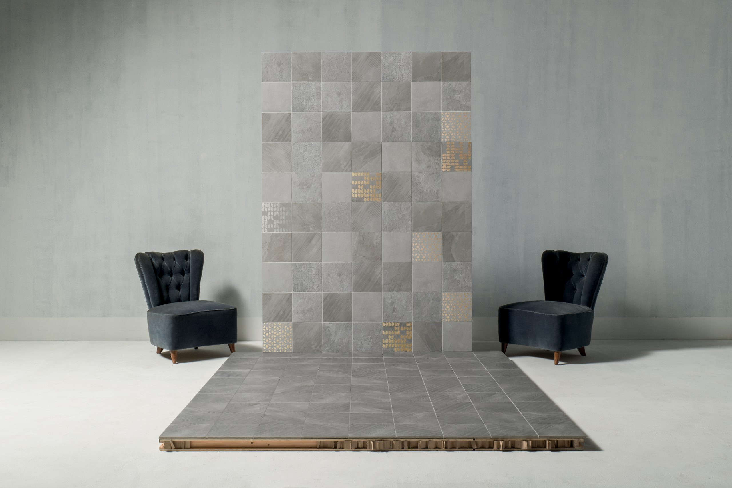 Carrelage effet pierre décoré SUZANO SLATE GRIGIO DECOR 20x20 - 0,2 m² - 1