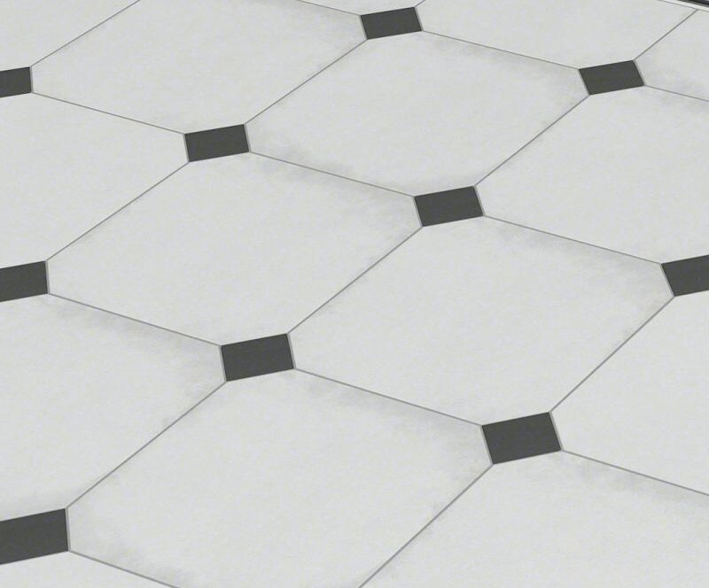 Carrelage octogonal 20x20 blanc mat et cabochons CABARET NACAR - 1m² - 4
