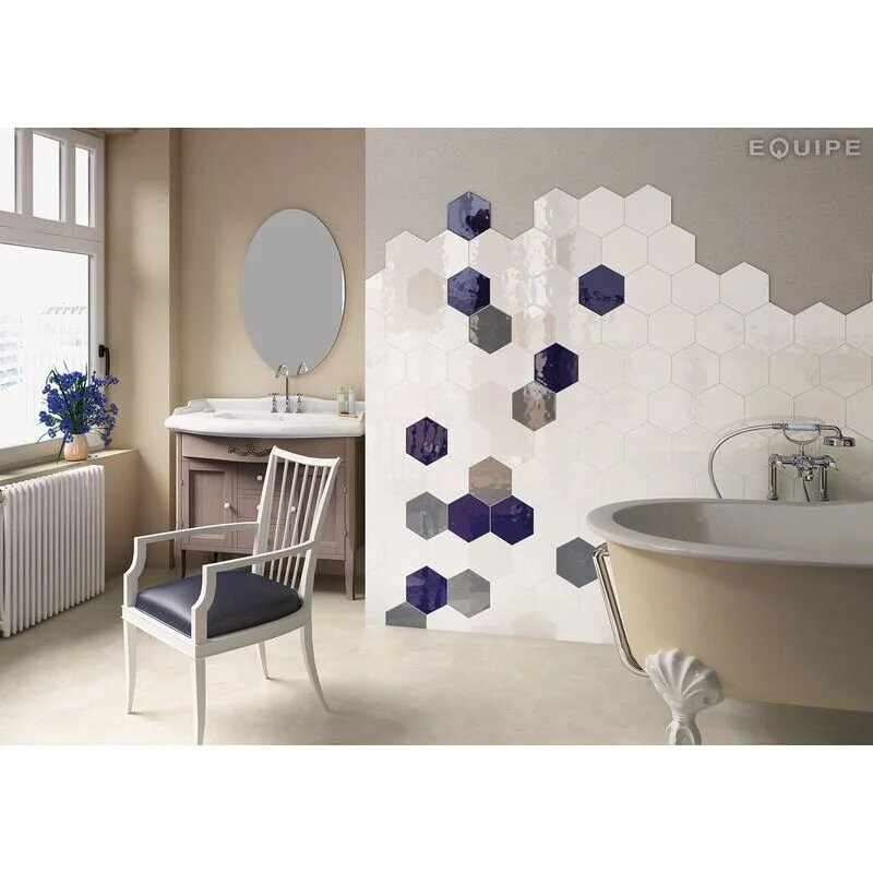 Carrelage hexagonal 17.5x20 Tomette design HEXATILE BLANC Brillant 20519 0.71m² - 2