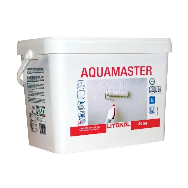 Seau de colle blanche Aquamaster pour carrelage avec étiquetage et poignée