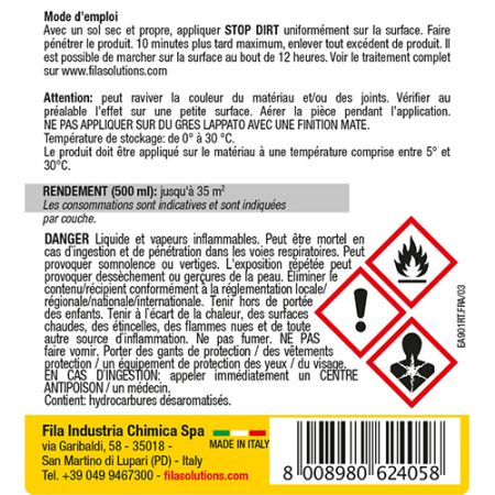 Anti-saleté pour Grès structuré, naturel, Lappato brillant : FilaStop Dirt 500ml