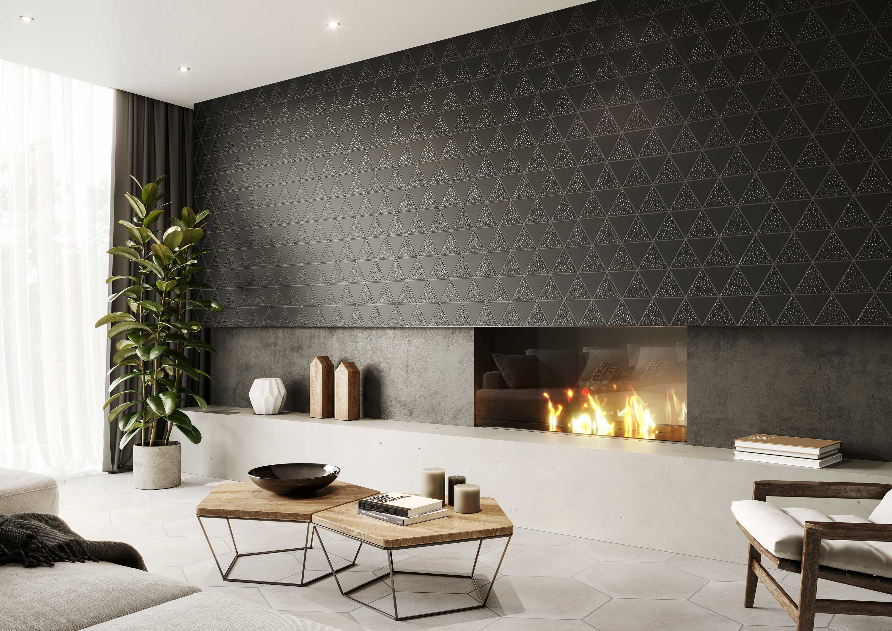 Faience style triangulaire TRENTON BLACK - 48,5X28 - 0,94 m² - 