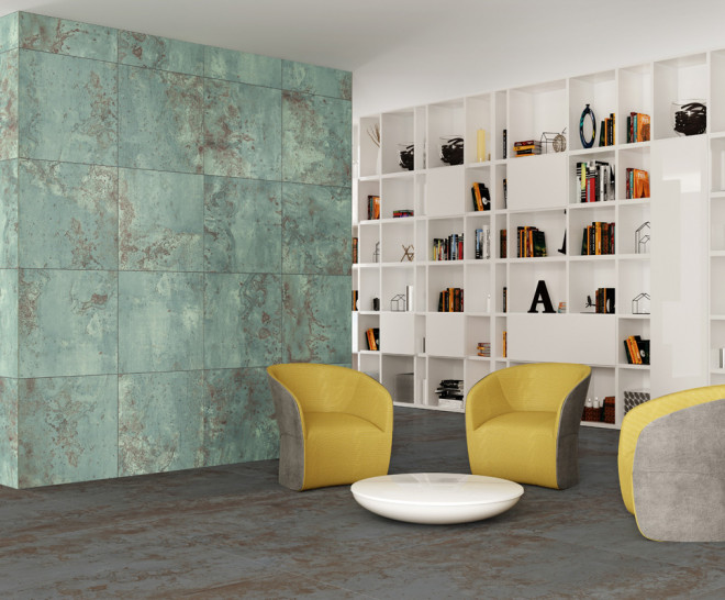 Carrelage effet marbre grand format ZINC GREEN - 120X120 - 1,44 m² - 1