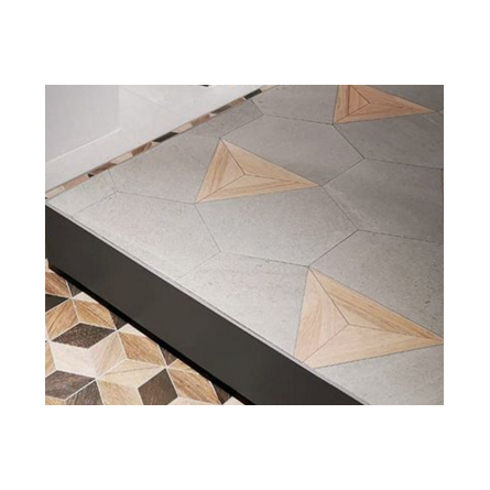 Carrelage hexagonal tomette effet pierre bois 23x26.6cm HEXAGONO LIGARD Gris- 0.504m² - 3