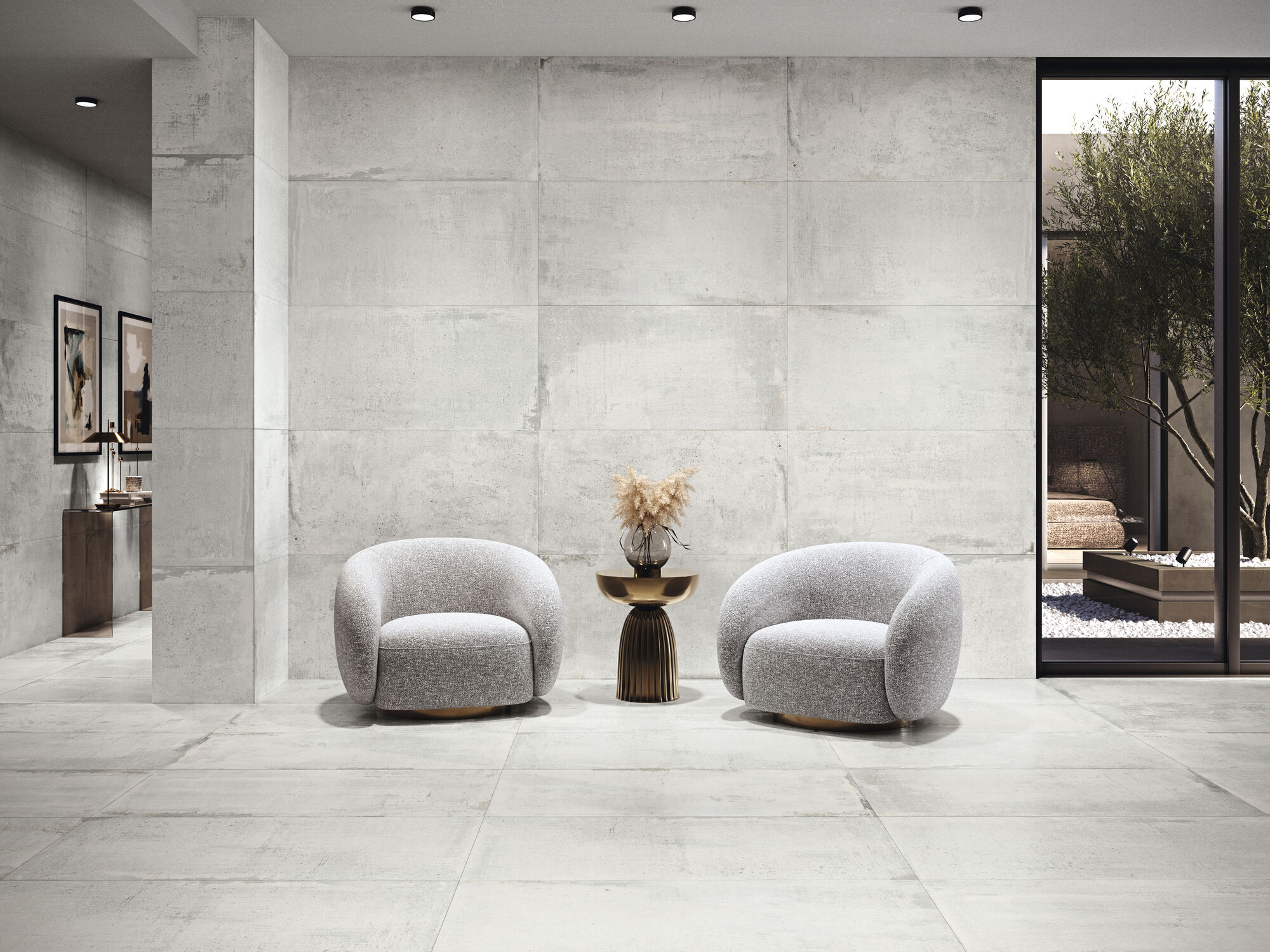Carrelage aspect pierre DETROIT WHITE 60X60 RECT - 1,08 m² - 1