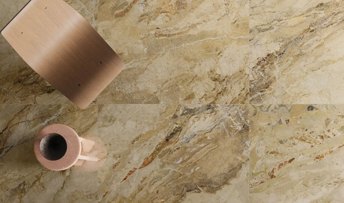 Carrelage effet marbre grand format 9CENTO AURORA BEIGE POLI LAP - 120X120 - 1,44 m² - 4