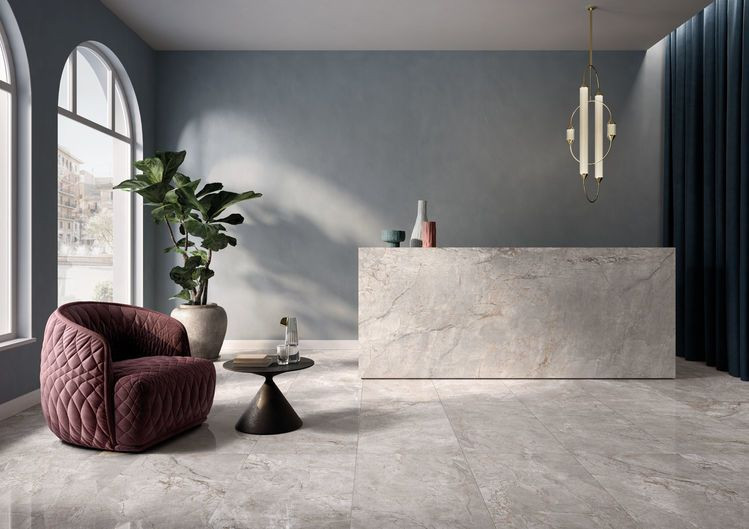 Carrelage effet marbre grand format ELEMENTS LUX SILVER - 120X120 - 1,44 m² - 1
