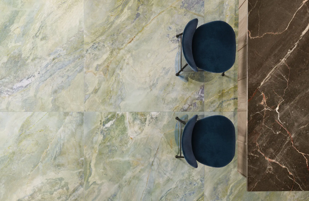 Carrelage effet marbre grand format 9CENTO RAGGIO VERDE POLI - 120X120 - 1,44 m² - 2