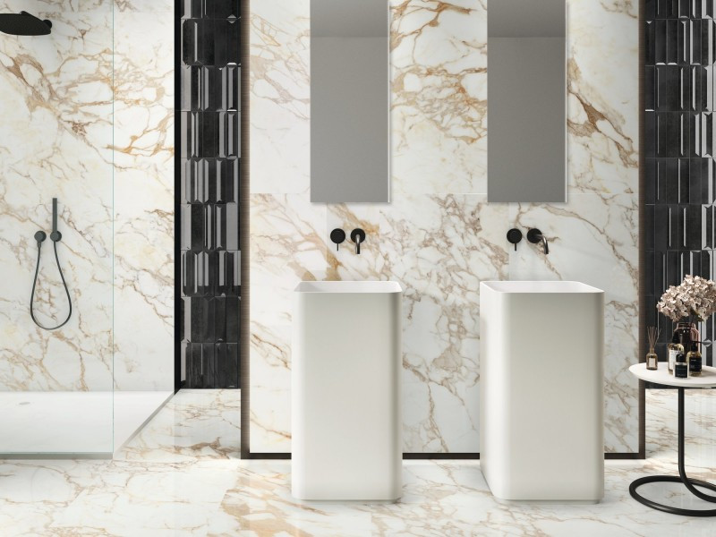 Carrelage effet marbre grand format CALACATTA GOLD POLI - 120X120 - 1,44 m² - 3