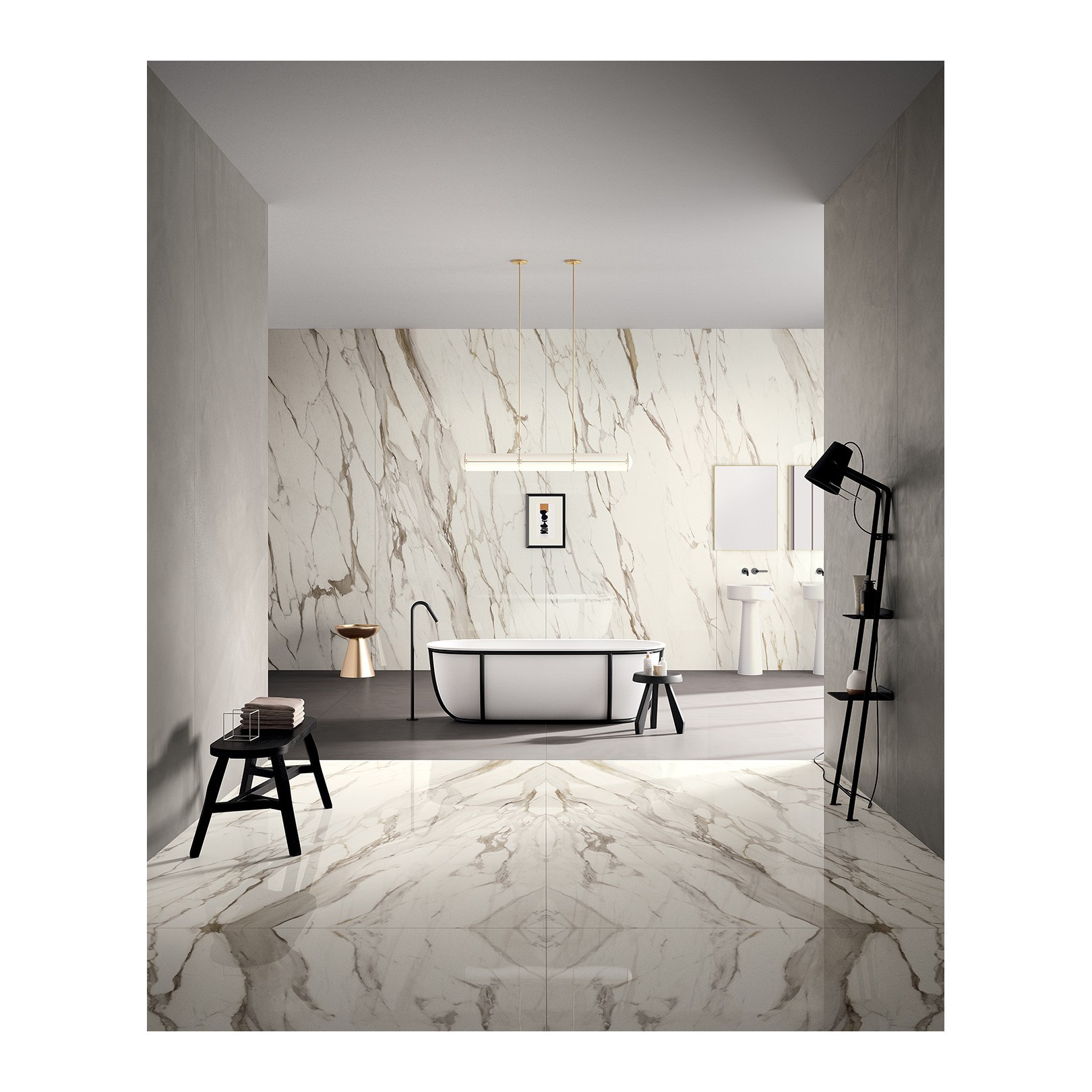 Carrelage effet marbre grand format CALACATTA GOLD POLI - 120X120 - 1,44 m² - 5