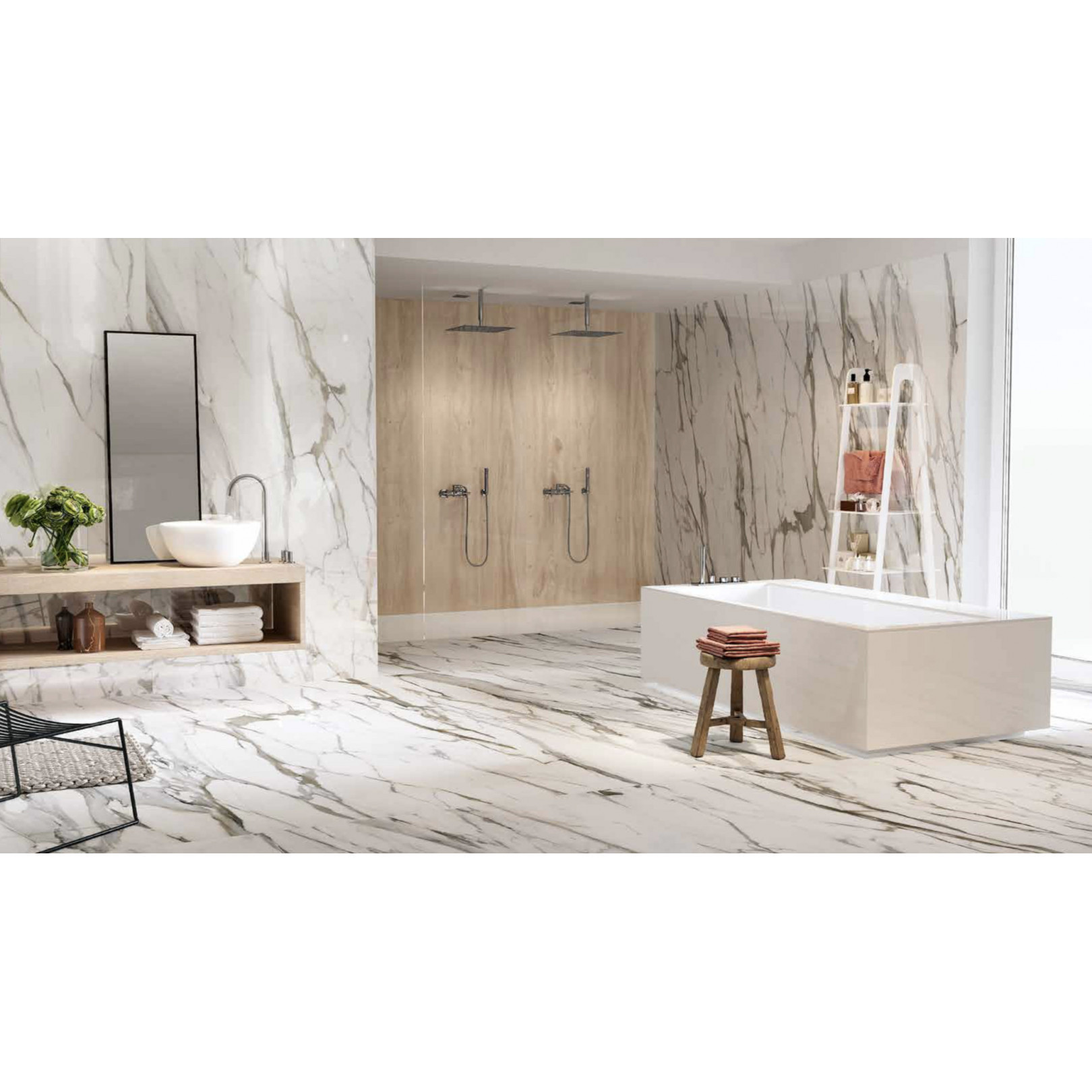 Carrelage effet marbre grand format CALACATTA GOLD POLI - 120X120 - 1,44 m² - 8