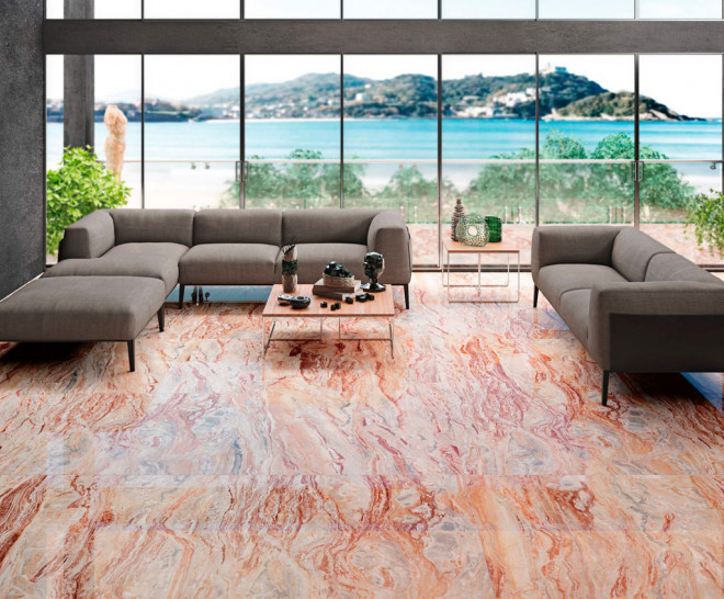 Carrelage effet marbre grand format OROBICO RED POLI - 120X120 - 1,44 m² - 2