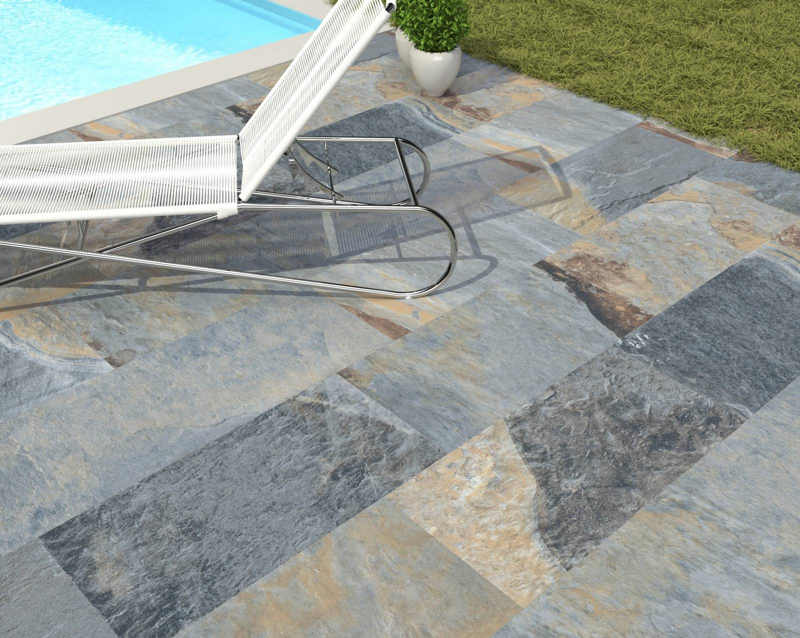 Carrelage piscine effet pierre naturelle FIDJI 30x60 cm R9 - 1.26 m² - 5