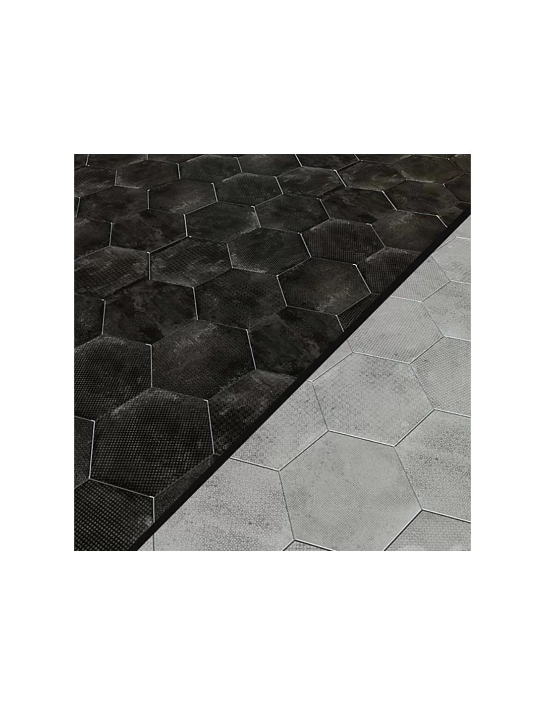 Carrelage hexagonal décor noir 29.2x25.4cm URBAN HEXAGON MÉLANGE DARK 23604 R9 - 1m² - 2