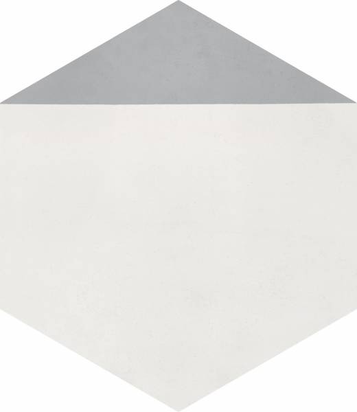 CIMI46 - CARREAU CIMENT HEXAGONE 20X23 MODERNE BLANC / POINTE GRIS FONCE 16 mm- 0,48 m²