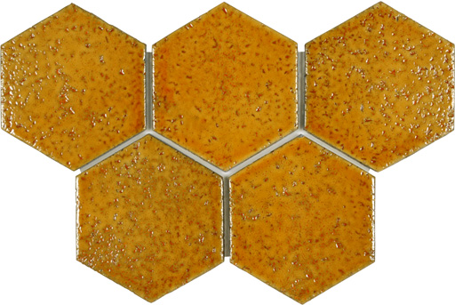 TCJA02 - TERRE CUITE EMAILLEE HEXAGONE MOUTARDE 11X12,5 CM- 0,32 m²