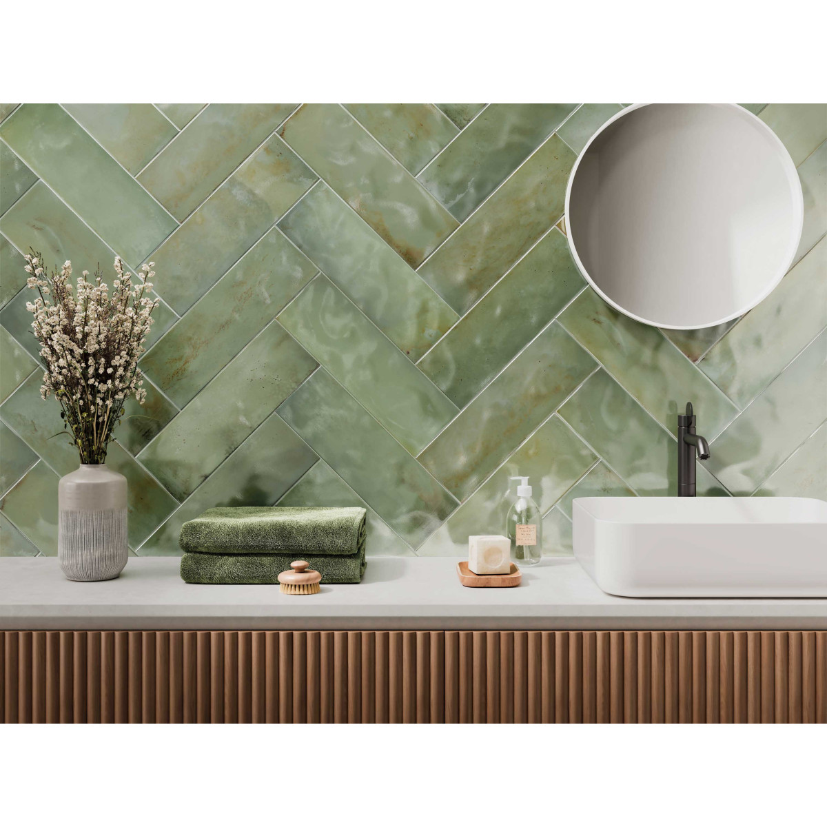 Carrelage Zellige marocain ZAZIE SAGE 15X45 - 1.01 m²