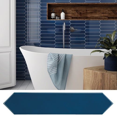 Faience navette crayon bleu nuit brillant 5x25 cm ARROW ADRIATIC BLUE 25834 - 0.50 m² Faience navette crayon bleu nuit brillant 5x25 cm ARROW ADRIATIC BLUE 25834 - 0.50 m² Equipe