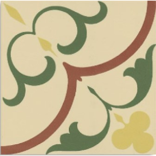 Carrelage imitation ciment rosace jaune verte beige 20x20 cm 1900 GAUDI -   - Echantillon Vives Azulejos y Gres