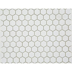 Mosaique Mini tomette hexagonale PURE23 25x13mm blanc mat -    - Echantillon - zoom