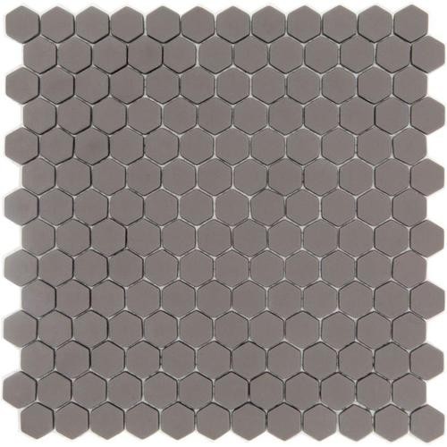 Mosaique Mini tomette hexagonale SADDLE23 25x13mm taupe mat -    - Echantillon