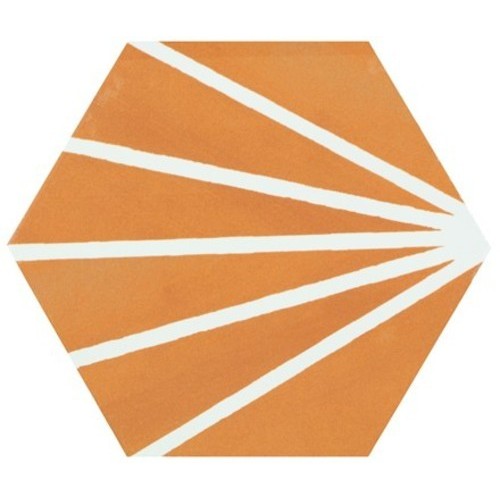 Tomette orange motif dandelion MERAKI MOSTAZA 19.8x22.8 cm -   - Echantillon