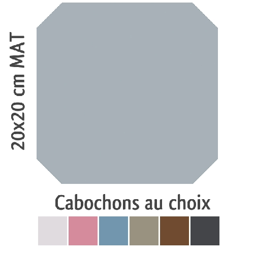 Carrelage octogonal 20x20 gris mat et cabochons CABARET GRIS HUMO -   - Echantillon Vives Azulejos y Gres