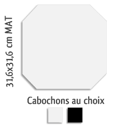 Carrelage octogonal rectifié 31.6x31.6 blanc mat et cabochons MONOCOLOR ALASKA -   - Echantillon - zoom