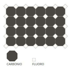 Carrelage 10x10 mat octogone noir Carbonio à cabochons -   - Echantillon - zoom