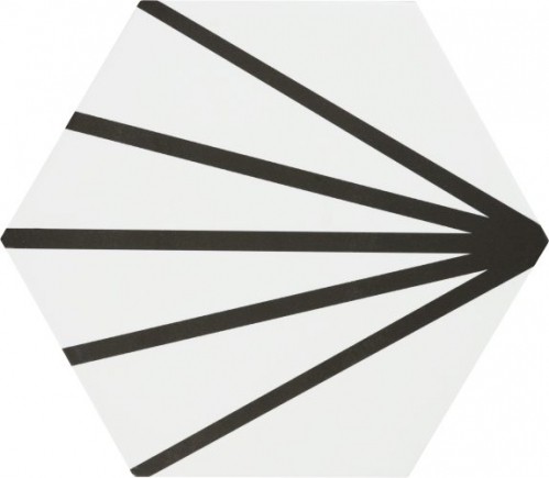 Tomette blanche à rayure noire motif dandelion MERAKI LINE NEGRO 19.8x22.8 cm - 0.84m²