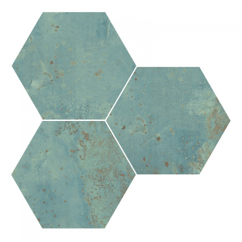 Carrelage tomette métallisée ZINC GREEN NATURAL 25X29 cm - R10 - 0.935 m² Apavisa