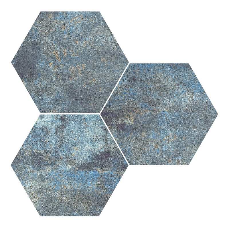 Carrelage hexagonal effet rouille bleu ALCHEMY BLUE NAT 25x30 cm - R10 - 0.935m² - 2