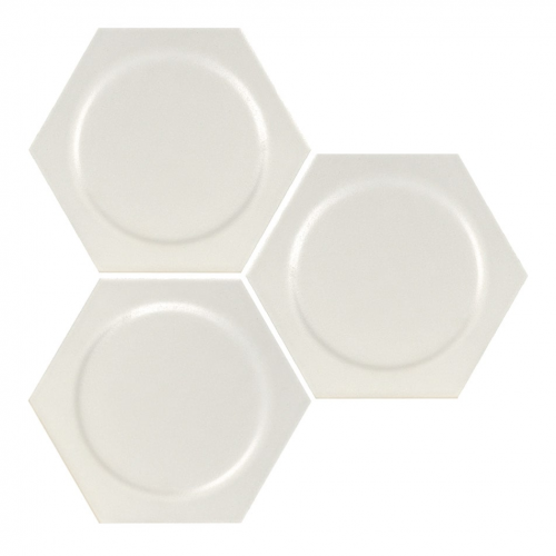 Carrelage hexagonal décors ronds INTUITION WHITE CIRCLE 25x30 cm - 0.935m² Apavisa