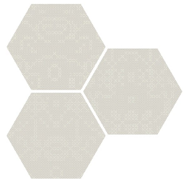 Carrelage hexagonal décoré style rétro PUNTO CROCE WHITE 25x30 - 0.935m²
