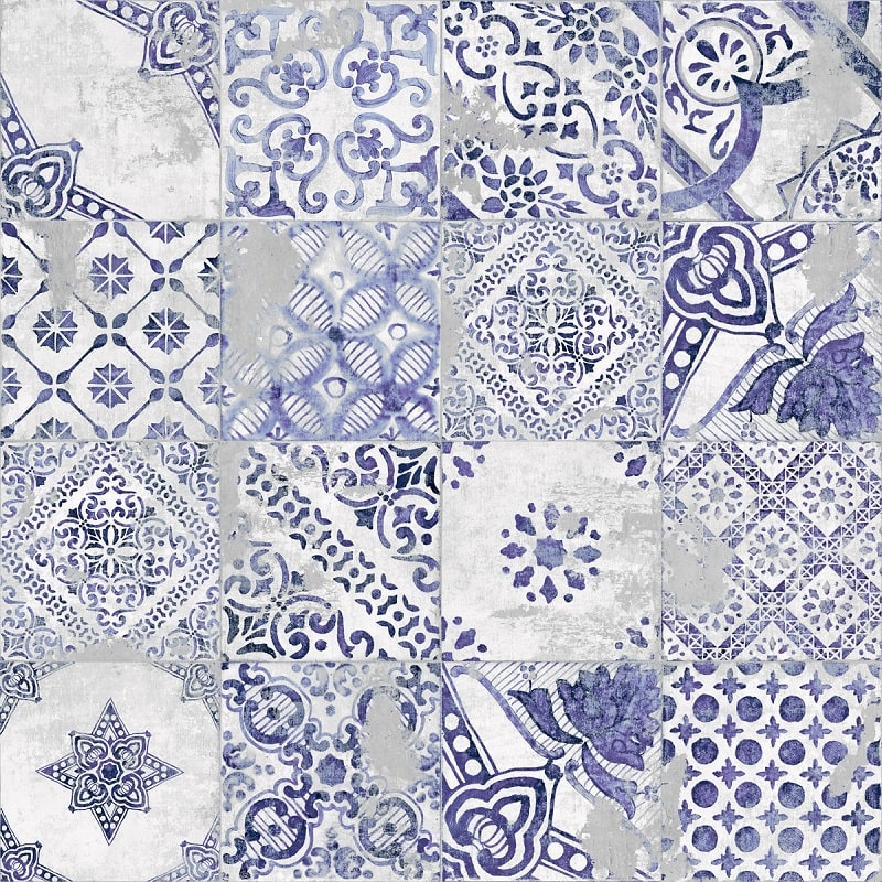 Carrelage imitation azulejo Ozone blue decor 60x60 - Rectifié - 1,773m²