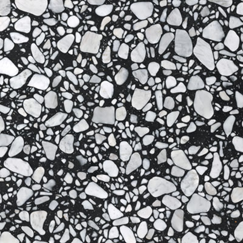 Carrelage Terrazzo noir et blanc éclats variés 60x60 cm