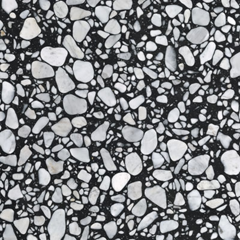 Carrelage Terrazzo noir avec éclats de marbre blancs 60x60 cm