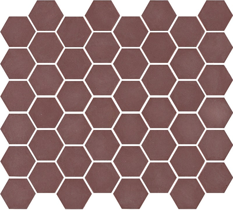 Mosaïque mini tomette hexagonale 30x30 cm SIXTIES BURGUNDY mate - 1m² - 
