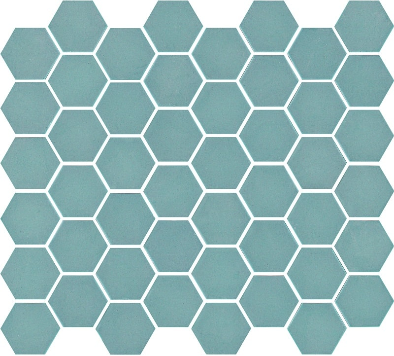 Mosaïque mini tomette hexagonale 30x30 cm SIXTIES TURQUOISE mate - 1m²