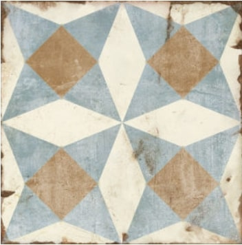 Carreau de ciment multicouleur à motifs géométriques en bleu beige et blanc 20x20 cm
