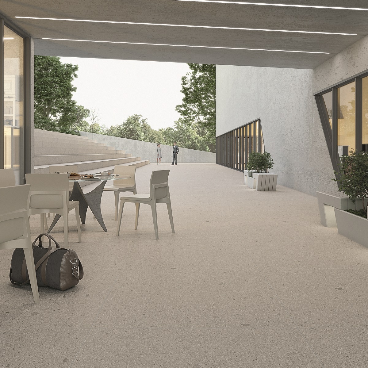 Carrelage grand format grès cérame imitation terrazzo GALBE CENIZA 80X80 - 1,28 m² - 1