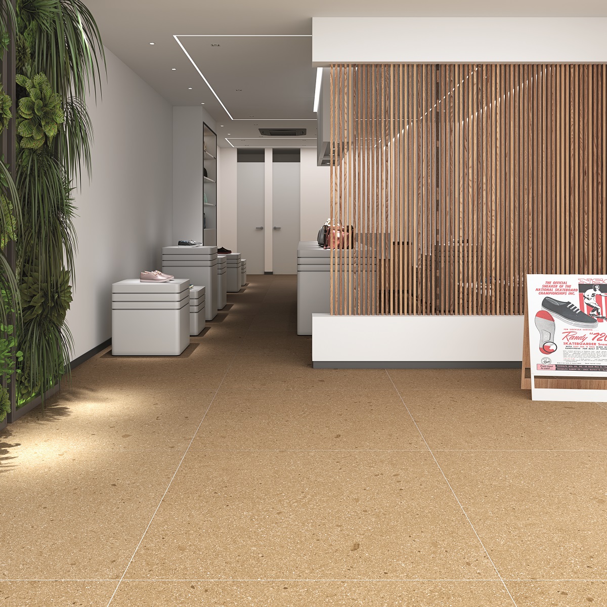 Carrelage très grand format grès cérame imitation terrazzo GALBE MOSTAZA 120X120 - 1,44 m² - 1
