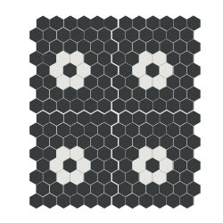 Mosaïque mini tomette hexagonale 30x30 cm SIXTIES SHAPES mate FLOR 60Y - Black&White - 1 m² - zoom