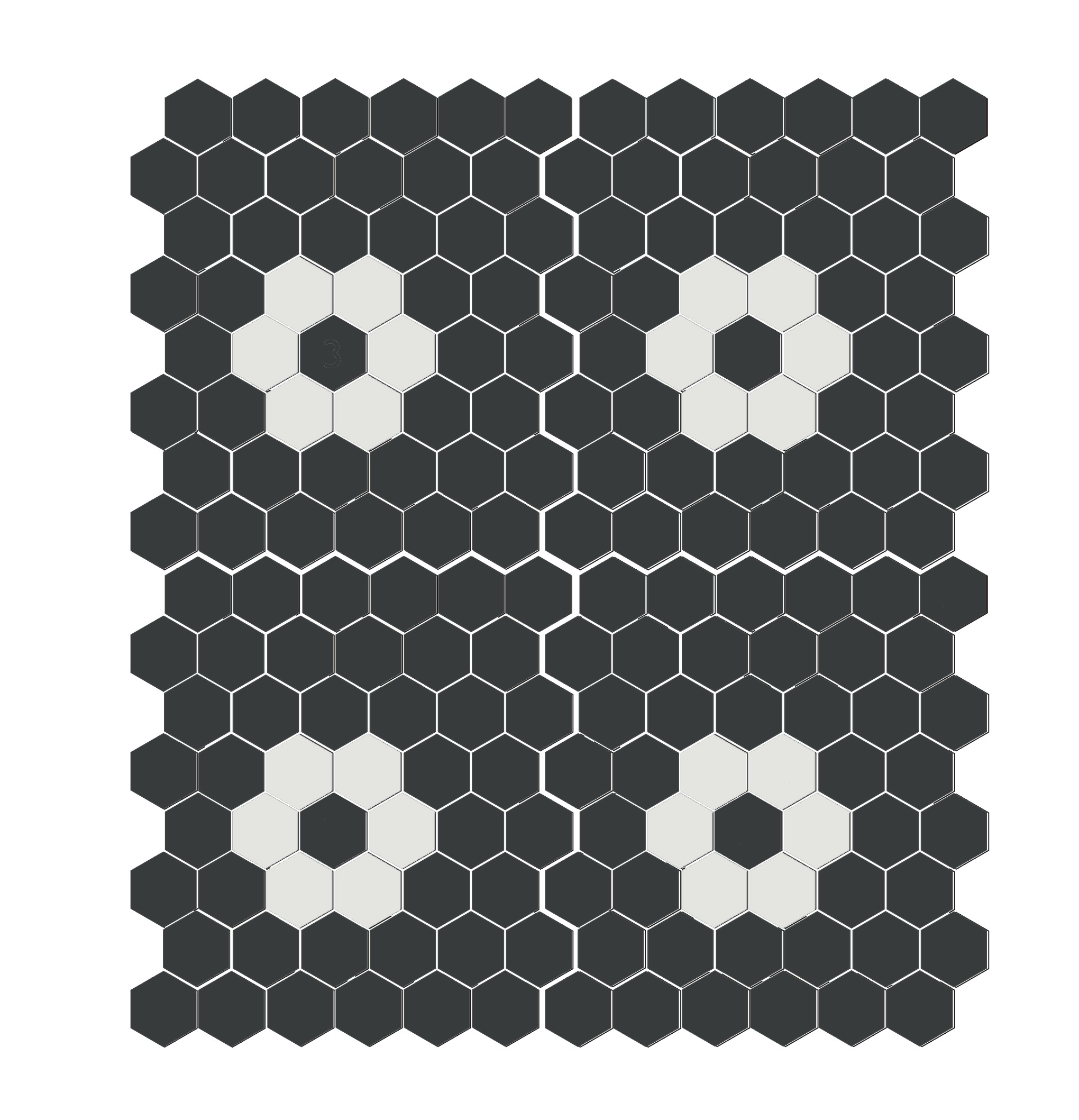Mosaïque mini tomette hexagonale 30x30 cm SIXTIES SHAPES mate FLOR 60Y - Black&White - 1 m²