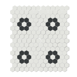 Mosaïque mini tomette hexagonale 30x30 cm SIXTIES SHAPES mate FLOR 60Y - White&Black - 1 m² - zoom