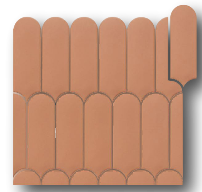 Carrelage uni terracotta sans motifs, dimensions 7,2X19,5