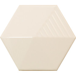 Faïence hexagonale décorée à relief MAFINGA UMBRELLA CREAM 12,4X10,7 cm - 0,36 m² Equipe